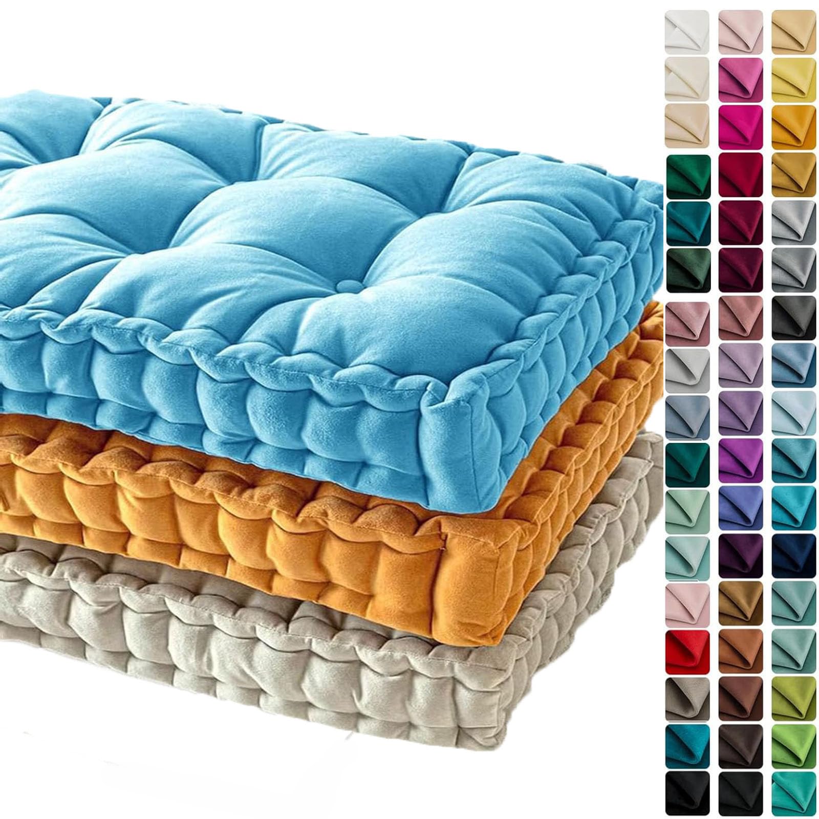 Coussin de banc bleu roi 180x55x10 cm confortable et épais avec poignée