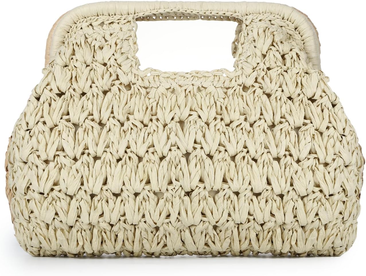 Oweisong Straw Beach Clutch Purse for Women Summer Woven Dumpling Bag | Woven Wicker Purse, Clutch with Handle, Small Capacity, Boho Handbag, Spring Summer, Beachy Vacation Tote