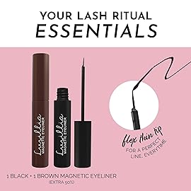 Luxillia Magnetic Eyeliner for Magnetic Eyelashes, Upgraded Strongest Hold, Most Natural Look, Waterproof, Smudge Proof Liquid Liner (Brown + Black)