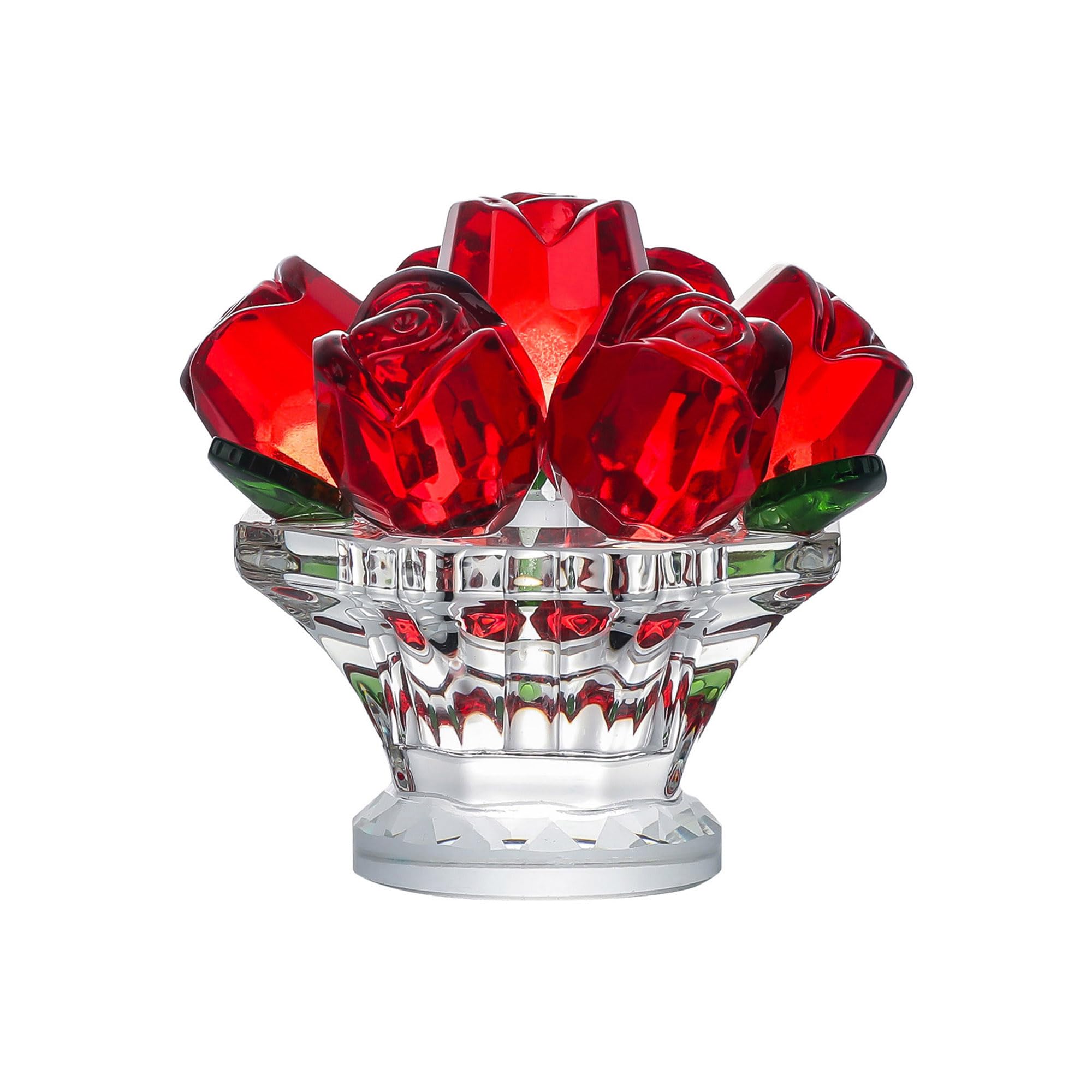 Figurine de fleur en cristal rose et rouge pour la décoration d'intérieur