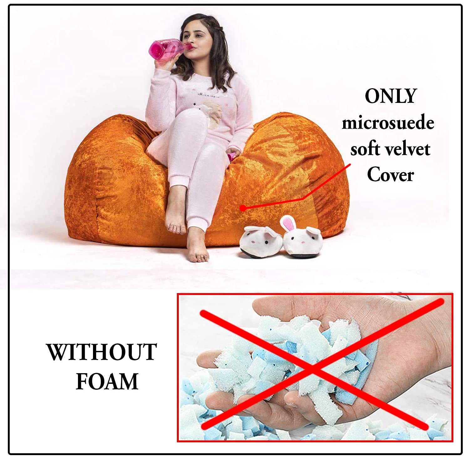 Ink Craft Giant Bean Bag Chair 4ft Large Indoor Living Room Gamer Bean Bags, Cushion Lounger ( Beans not Included ) 1