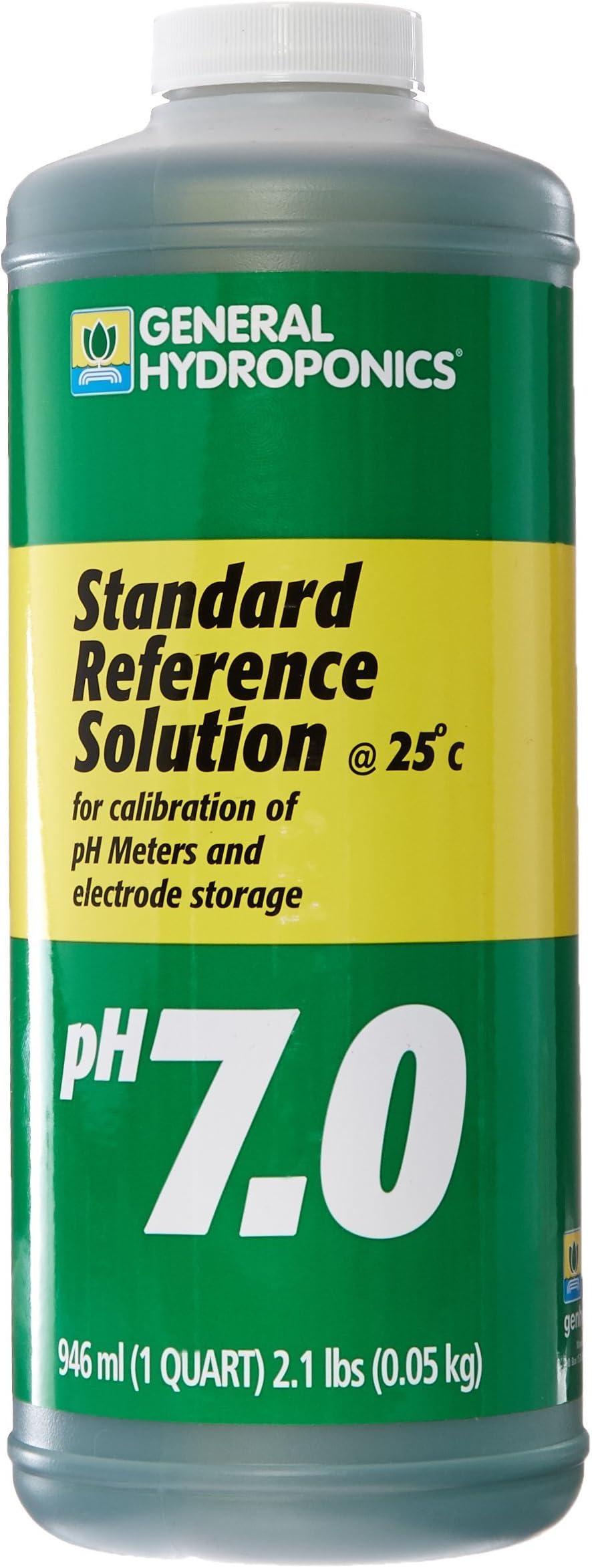 General HydroponicsGH1552 PH 7 Calibration Solution for Gardening, 1-Quart lab-chemical-buffers, Green