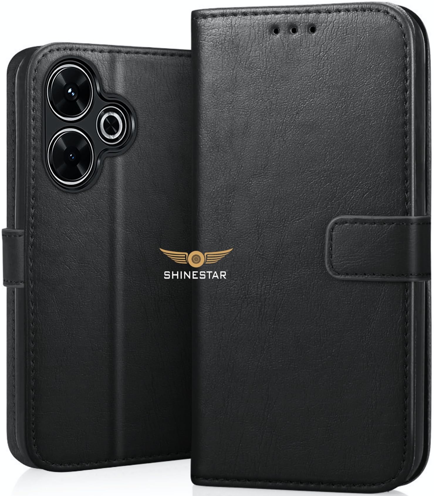 SHINESTAR Redmi 13 5G Flip Back Cover | PU Leather Flip Cover Wallet Case with TPU Silicone Case Back Cover for Redmi 13 5G - Classy Black (B0D9BTLZV3) Amazon Price History, Amazon Price Tracker