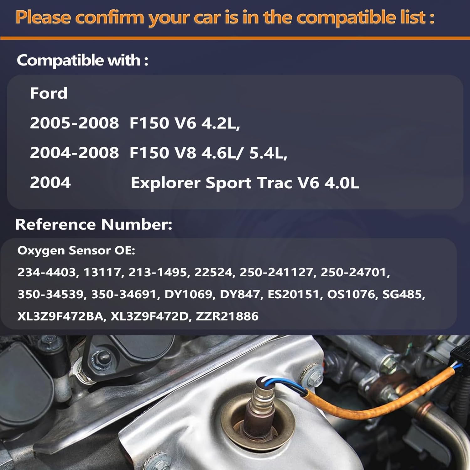 Oxygen Sensor Upstream Downstream O2 Compatible with 2004-2008 Ford F150 4.2L 4.6L 5.4L Oxygen O2 Sensors # 234-4403 XL3Z9F472D (2Pcs)