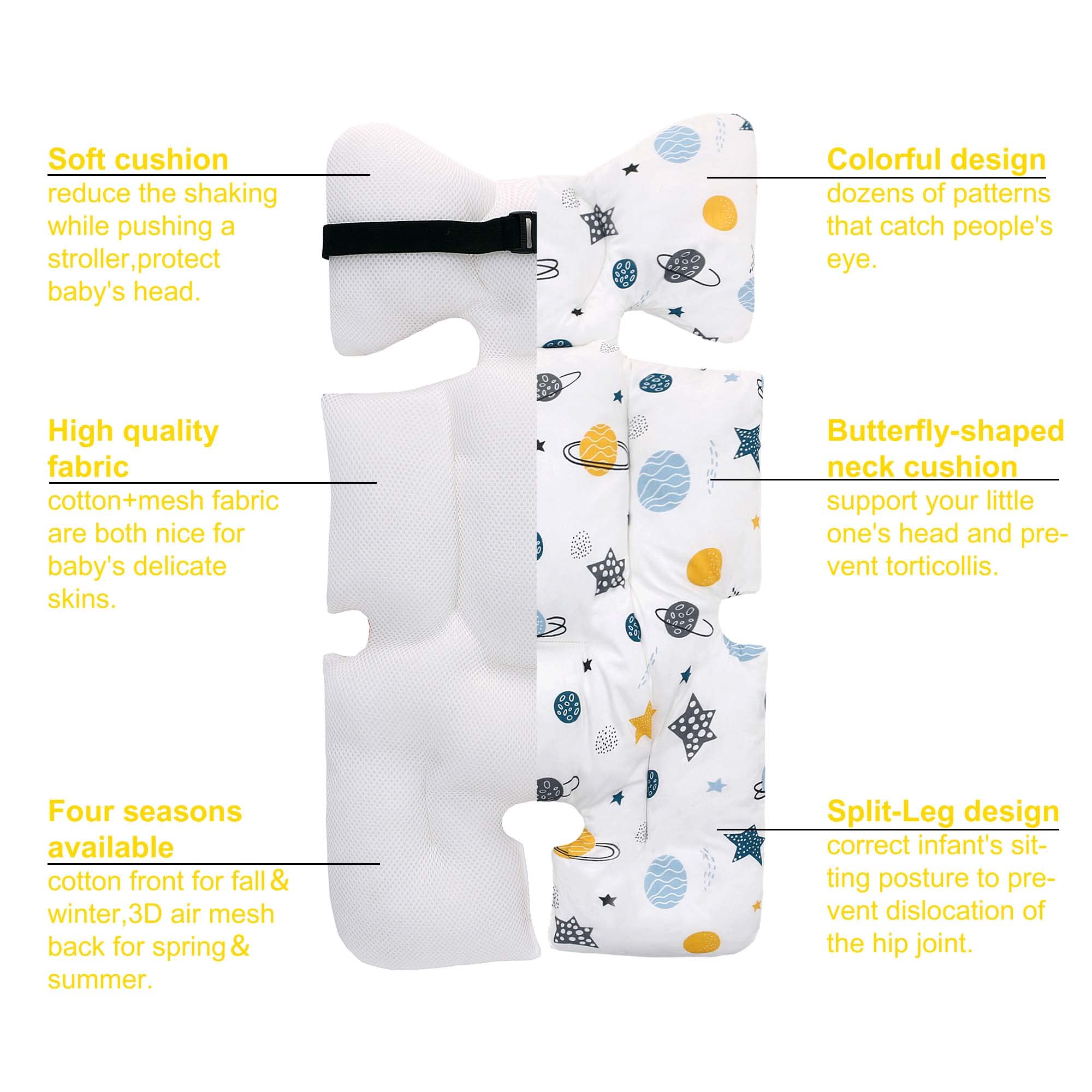 Copriseduta Passeggino Universale Miracle Baby Double-Face 4 Stagioni 38x70 cm Imbottita Traspirante