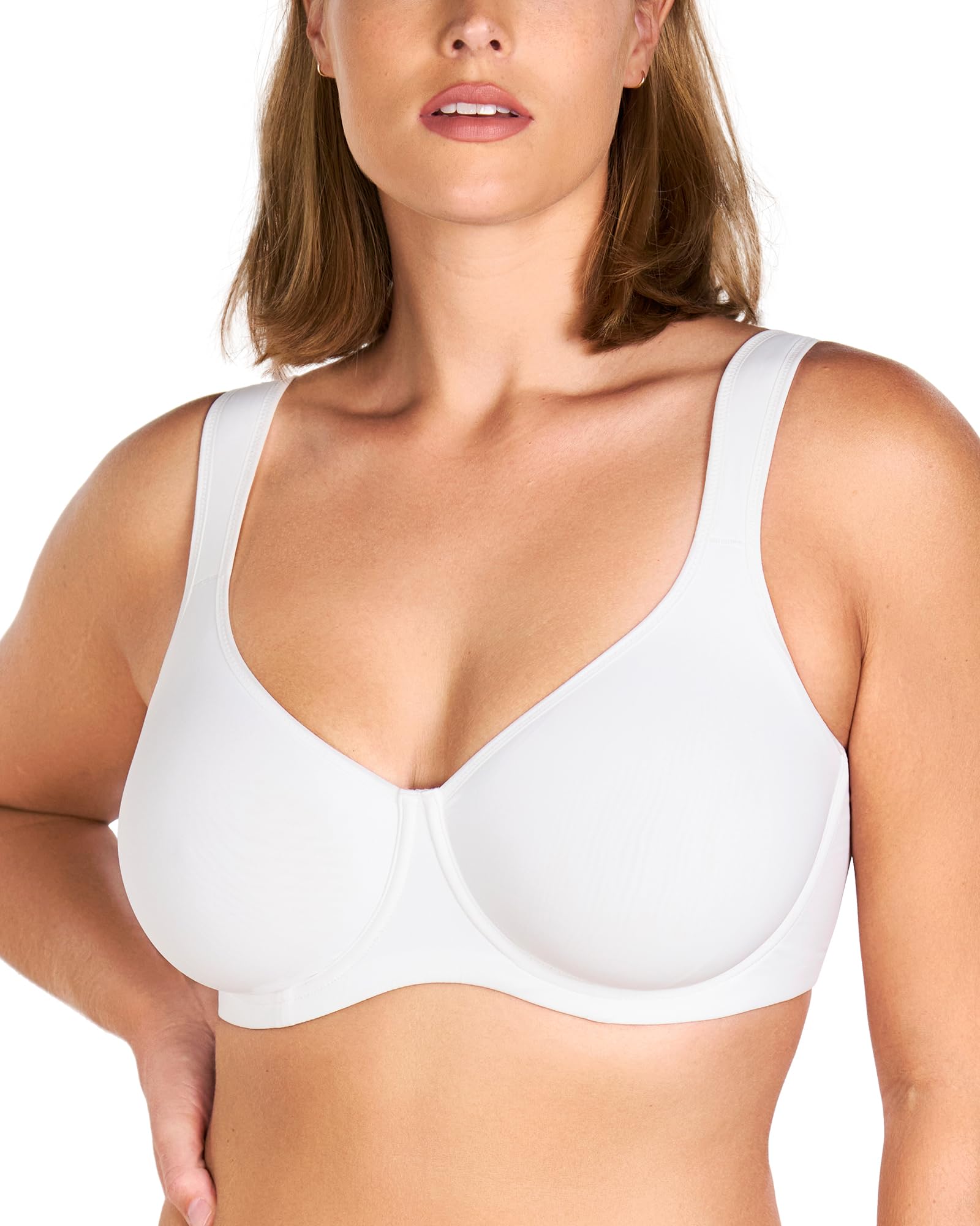 HSIA Minimizer Bras for Women, Full Coverage Underwire T-Shirt Bra, Joan | Plus-size fit, seamless unlined cups, stretch fabric, U-shaped back smoothing, wide cushioned adjustable straps