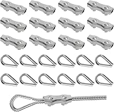 Rybtd Steel Cable Clamp 24 Pieces M5 Steel Cable Clamps with M5 Thimper,Cable Clamp Duplex Clamp Stainless Steel Cable Clamp for 4mm Steel Cable