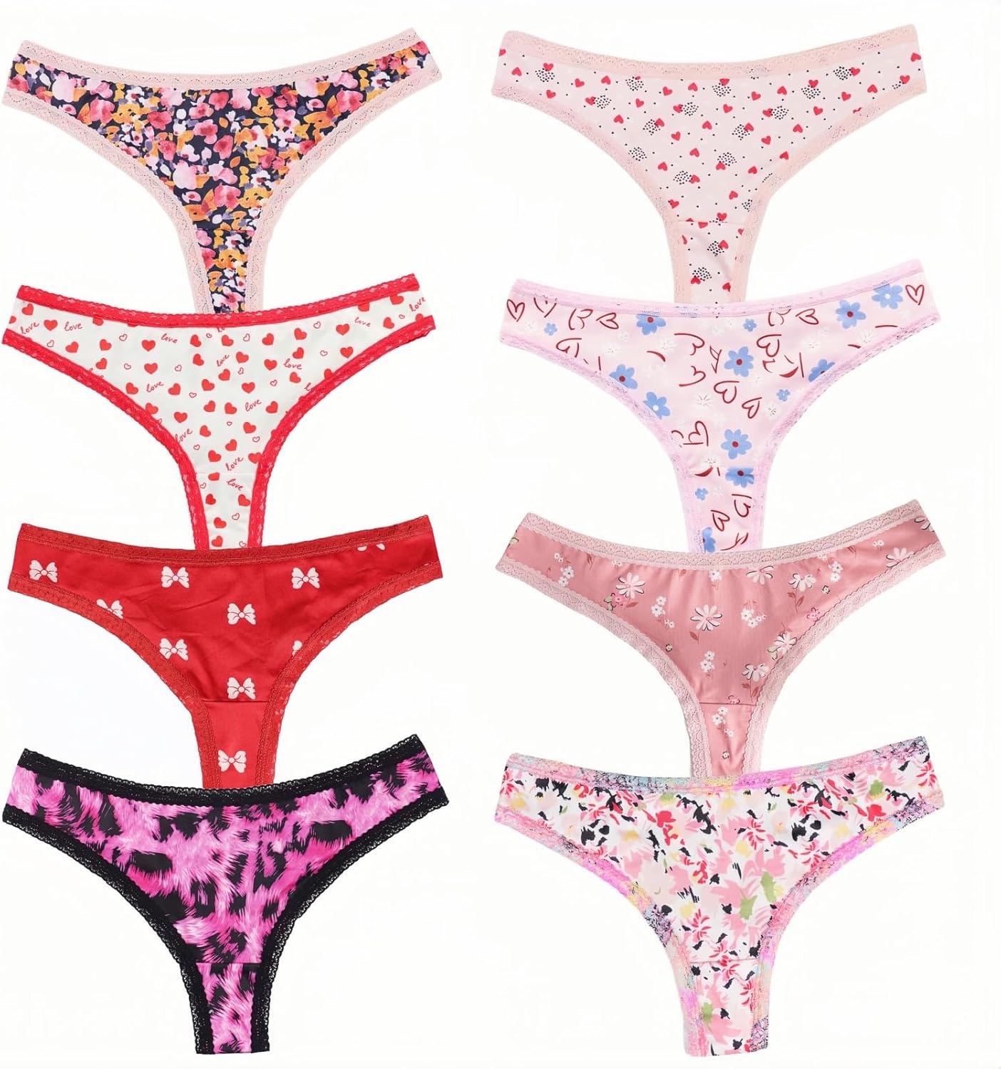 Morvia Variety of Thongs for Women Pack Sexy Cute Assorted Colors Prints Underwear Panties - Image 4