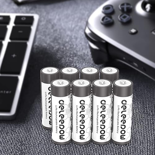 Miniatura 7 de Deleepow Baterías de litio de 1.5 V AA, 3400 mWh, 8 unidades, pilas AA recargables que recargan hasta 1500 ciclos precargadas