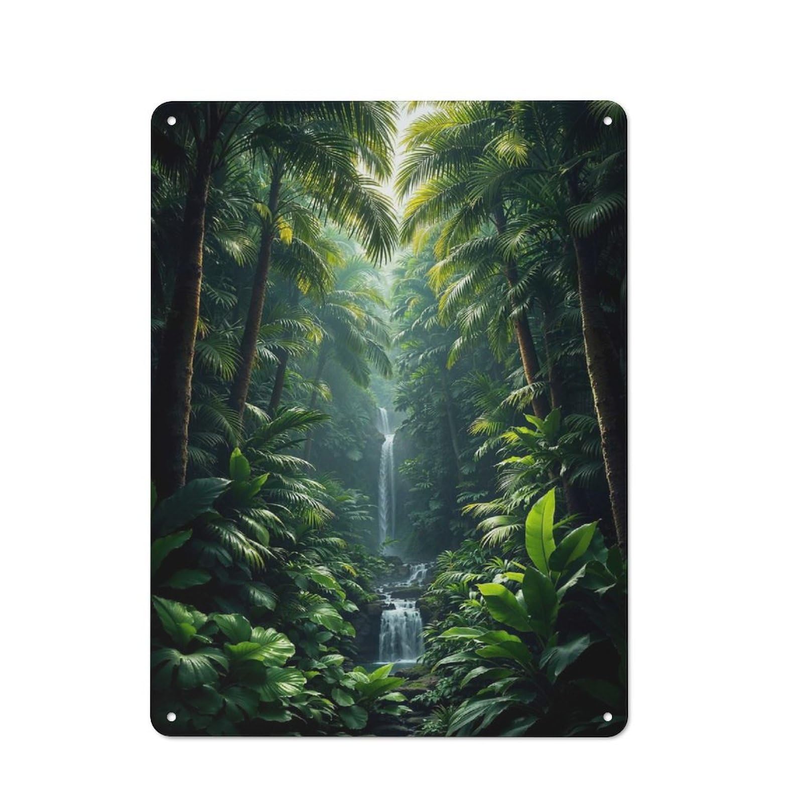 Junmoney Style-23 Lost Paradise Hidden Jungle Waterfall Rustic Tin Sign 40X30cm, Vintage Porch Wall Decor For Conservatory, Home Bar Or Utility Room