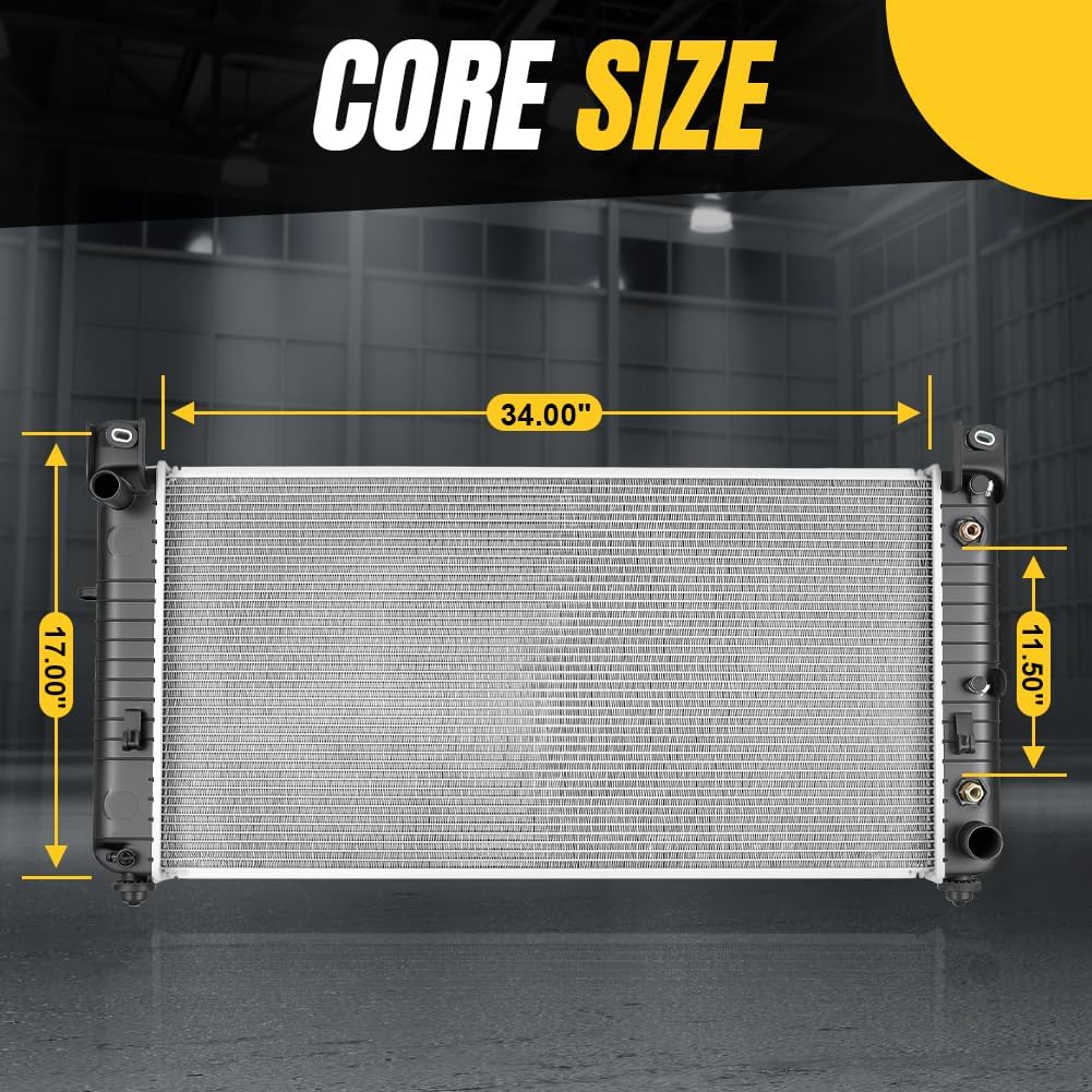 SPELAB Engine Coolant Radiator CU2423 - Compatible with Chevy Silverado, Suburban, Tahoe, Compatible with GMC Sierra, Yukon, Escalade - Automatic Transmission - TOC - No EOC - Replace# 15193108, 2423