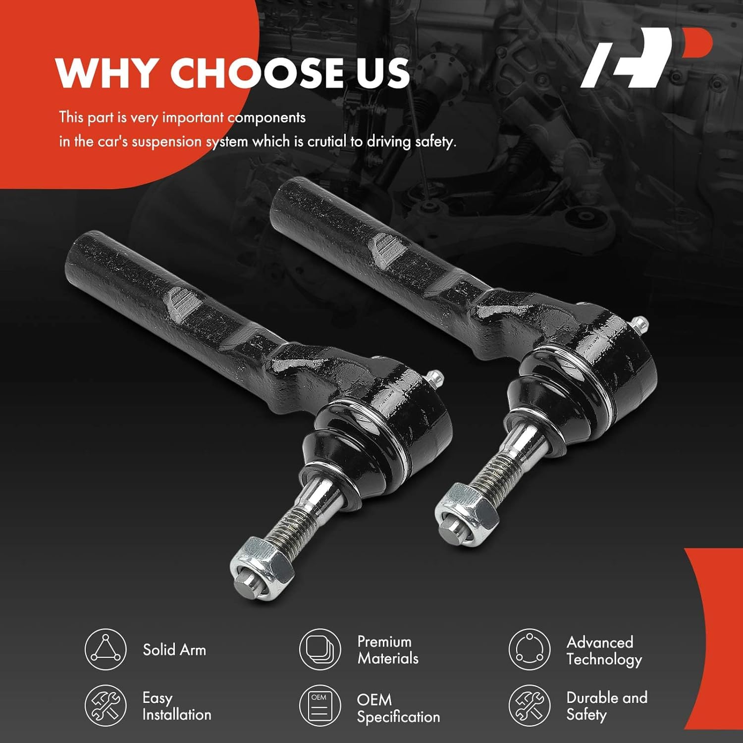 A-Premium 2 x Front Outer Tie Rod Ends, Compatible with Chevrolet Cavalier 1995-2005 & Pontiac Sunfire 1990-2005