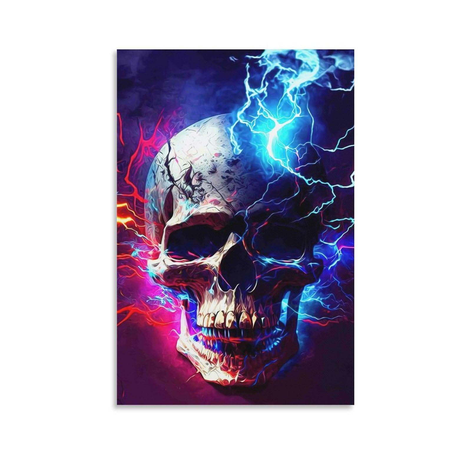 DHBANEIOK Electric Skull Art_2 Poster Artwork Giclee Canvas Prints Modern Wall Art Picture Wall Hanging for Living Room Home Decorations 24x36inch(60x90cm)