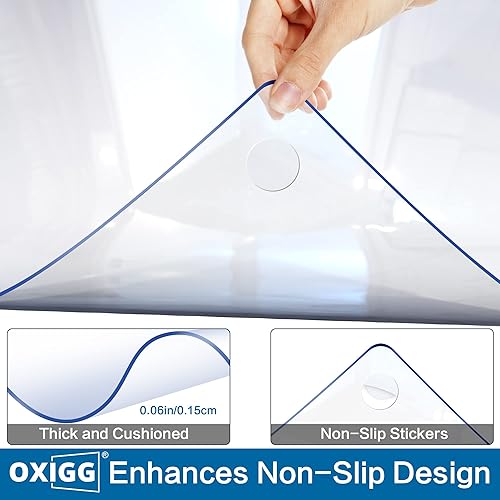 Miniatura 6 de OXIGG Tapete de plástico mate de PVC, 39.37 x 78.74 pulgadas, rectangular, no se adhiere a la superficie y no deja huellas, tapete de protección de