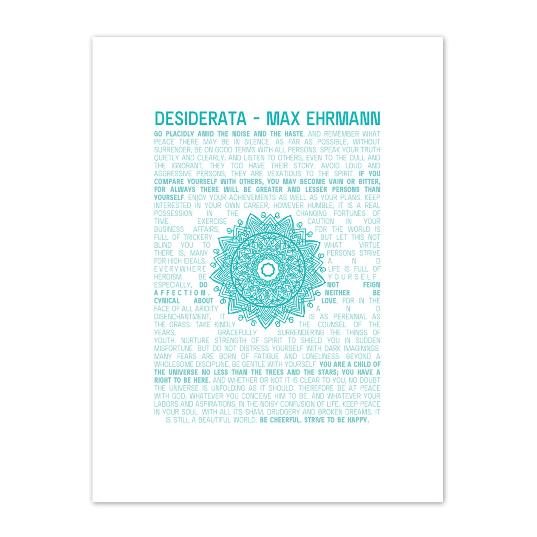 Desiderata Mandala Ehrmann Typography Canvas Wall Art Print