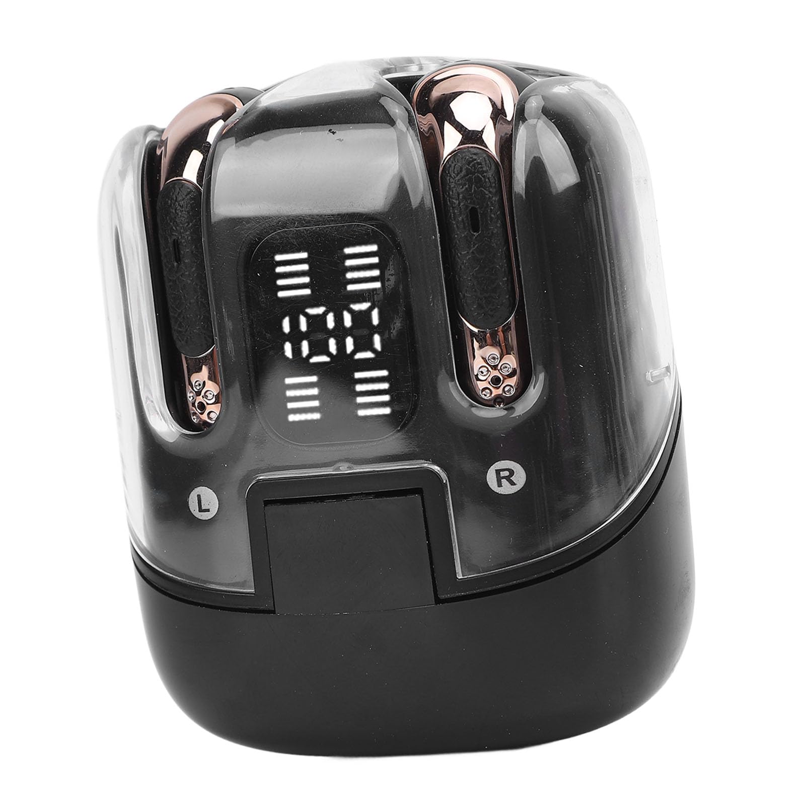 Jectse Dos Pares de Auriculares de Audio Inalámbricos de Doble Toque, Auriculares para Parejas con Pantalla LED, Auriculares Internos con Sonido de Graves Profundos Bluetooth 5.4 (Black)