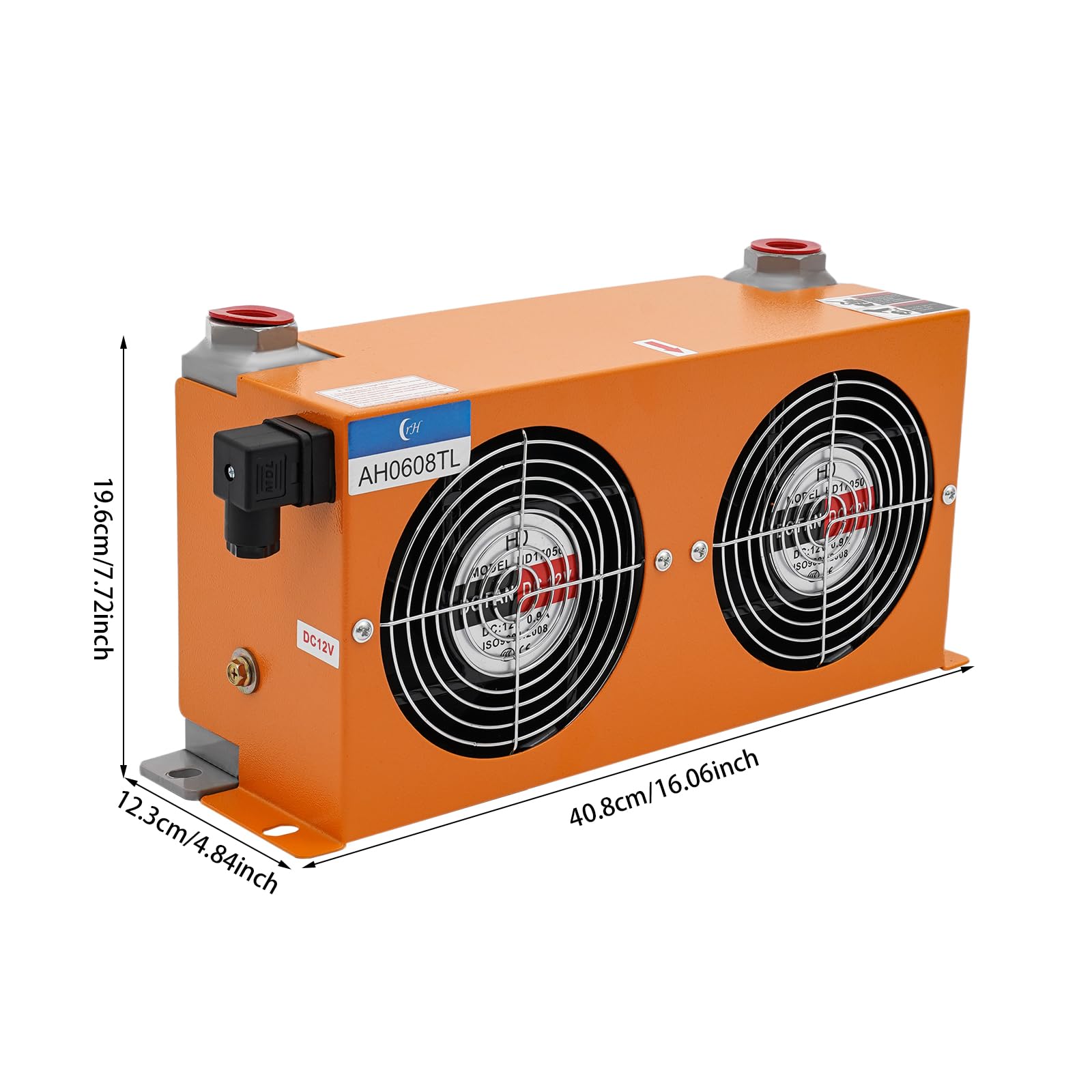 Refrigeratore dell'olio idraulico, CC 12 V, doppia ventola 60 l/min, refrigeratore dell'olio raffreddato ad aria, ≤ 2 MPa, 3000 kcal/h, raffreddato ad aria, per sistemi idraulici e trasmissioni