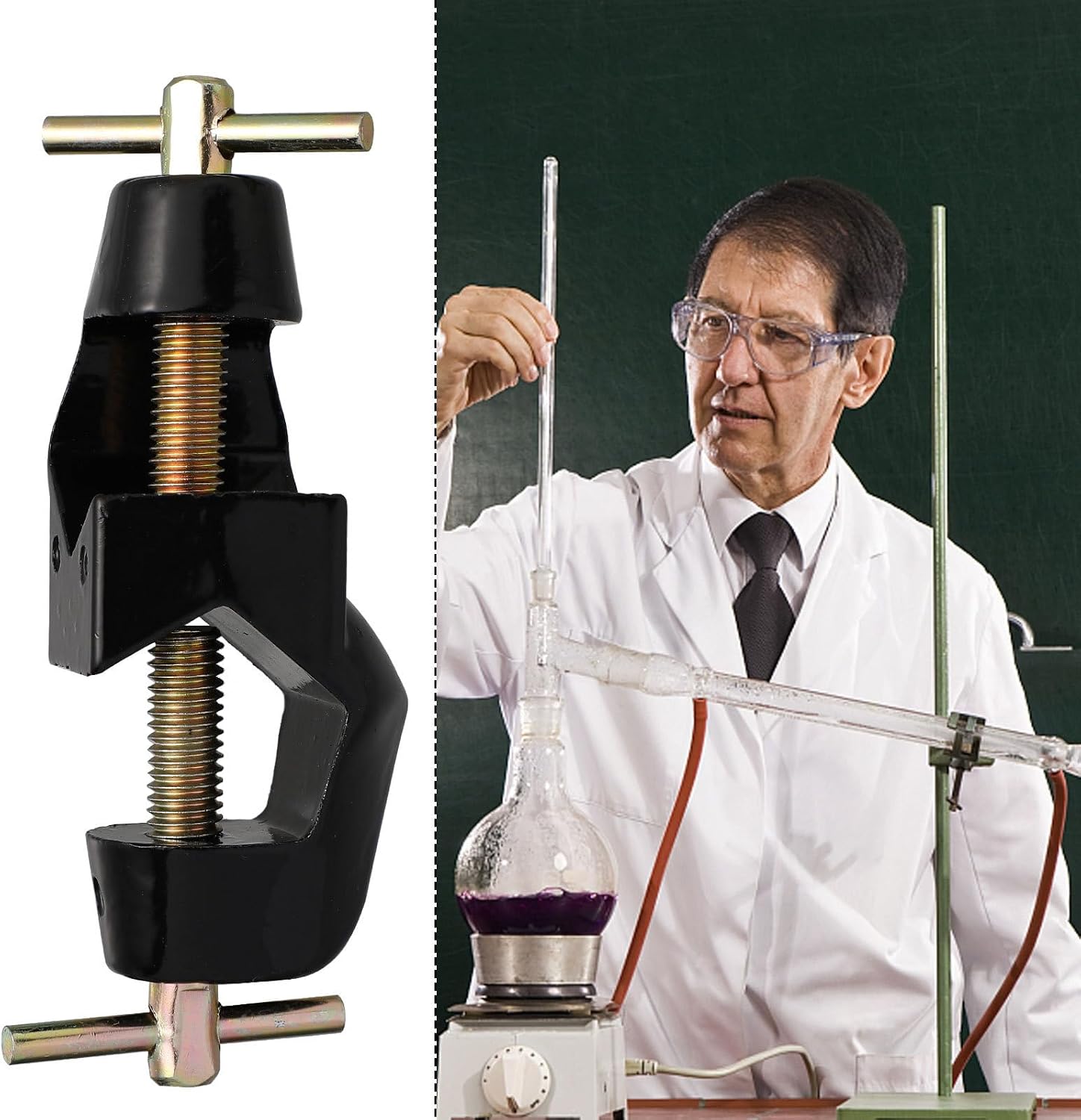 2 Pcs Zinc Alloy Cross Clips Laboratory Fixture Rack Clamps with Dual Upper Screws Support Holders for Lab Stands
