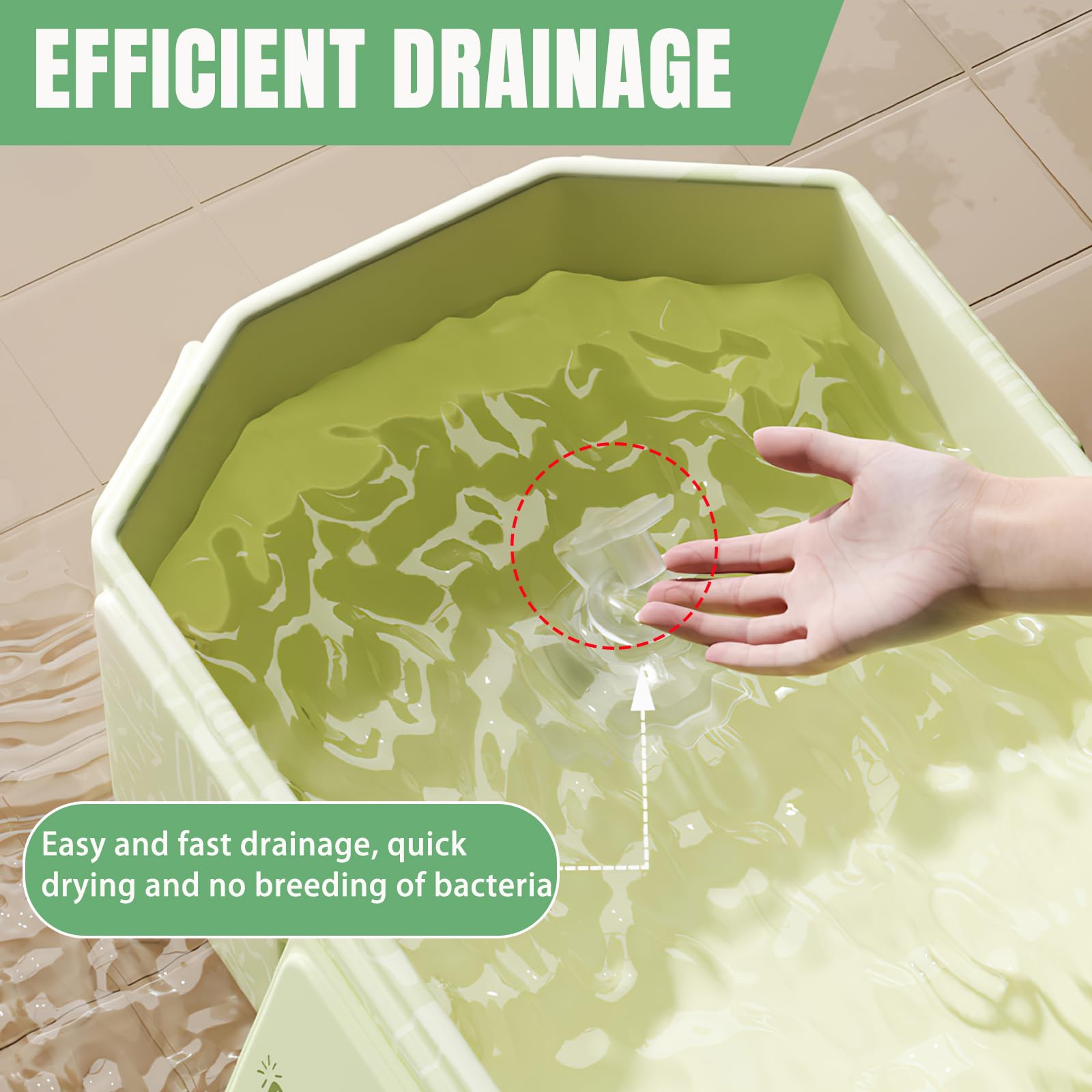 Vasca da bagno pieghevole, Vaschetta portatile per bambini – Salvaspazio e leggera, Con tappo di scarico, Vasca multifunzione per bambini 0-8 anni, Verde