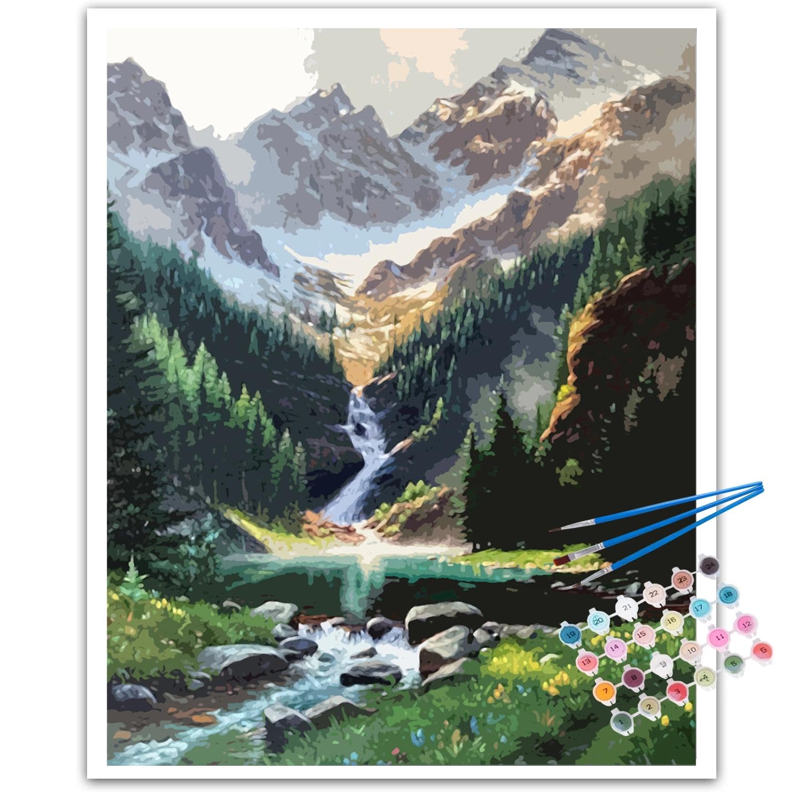 YALKIN Paint by Number for Adult Kits, DIY Oil Painting by Number Kits on Canvas for Adults Beginners for Home Wall Decor 12X16 Inch, Without Frames
