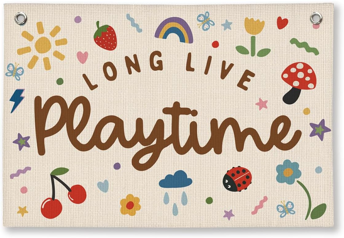 Playroom Kids Wall Decor Long Live Playtime Whimsical Classroom