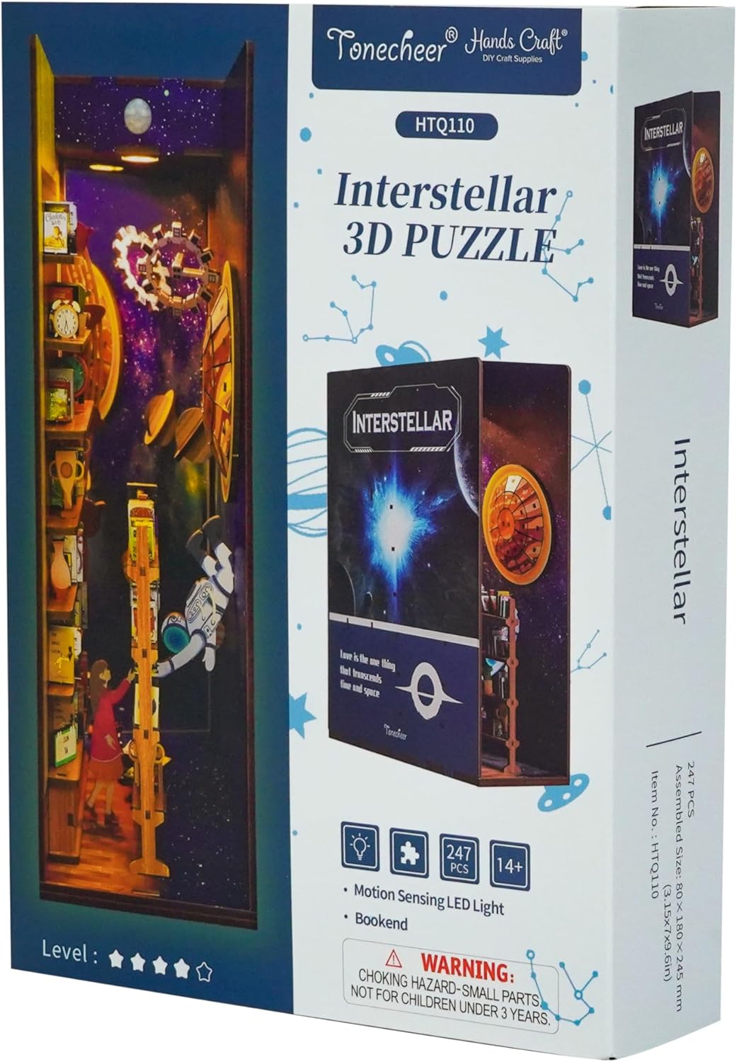 Hands Craft DIY Miniature Kit Book Nook – Interstellar | Cosmic Scene of The Universe | Intricate Design, Celestial Charm | LED Lights | Unique Bookshelf Decor | Gift for Space & Astronomy Lovers