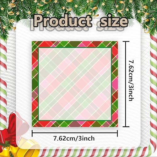 Miniatura 2 de 9 notas adhesivas a cuadros de Navidad, diseño de cuadros de Navidad, bloc de notas autoadhesivas, notas adhesivas vintage para escuela, oficina,