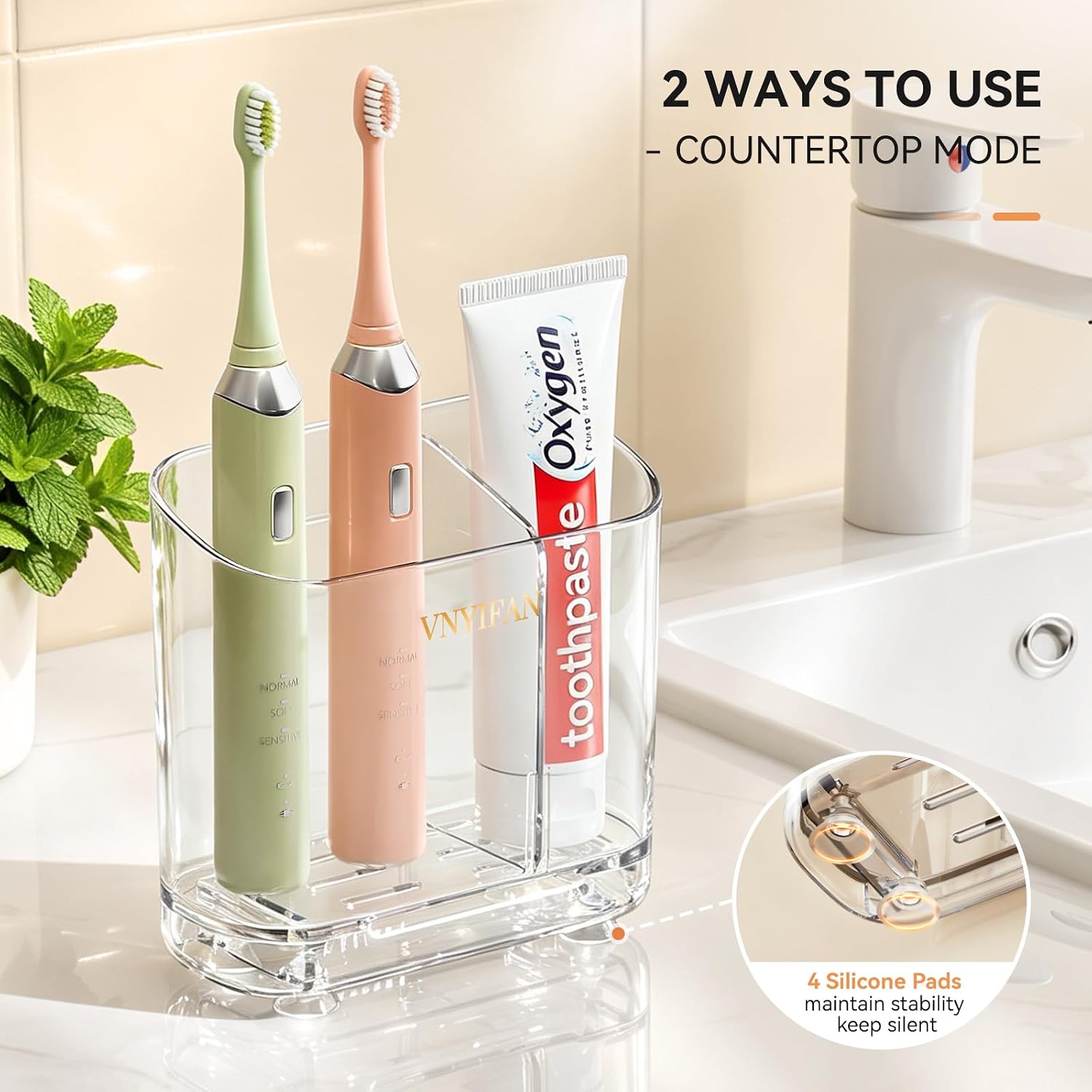 2 Slots Electric Toothbrush Holders Wall Mounted for Bathrooms
