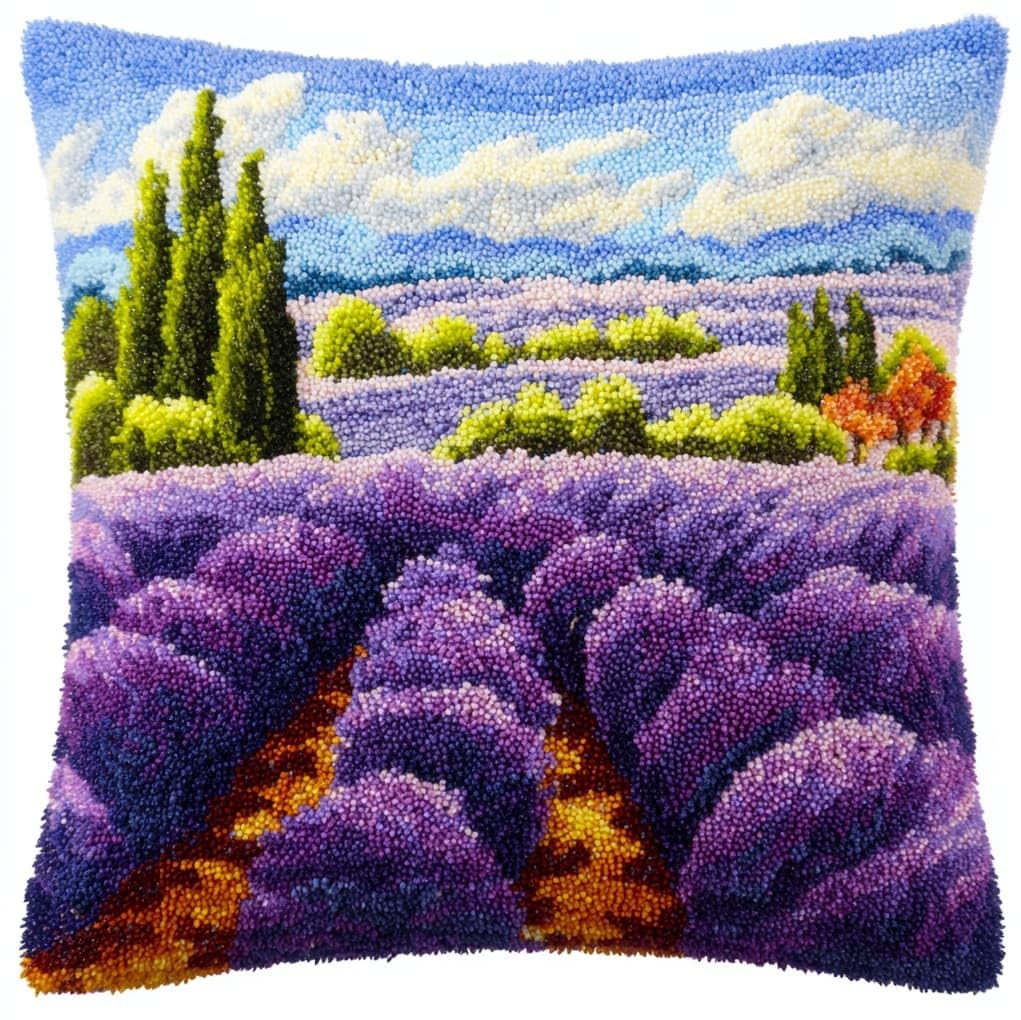 WallustrioaW Latch Hook Pillow Kits Cushion,Lavender Manor