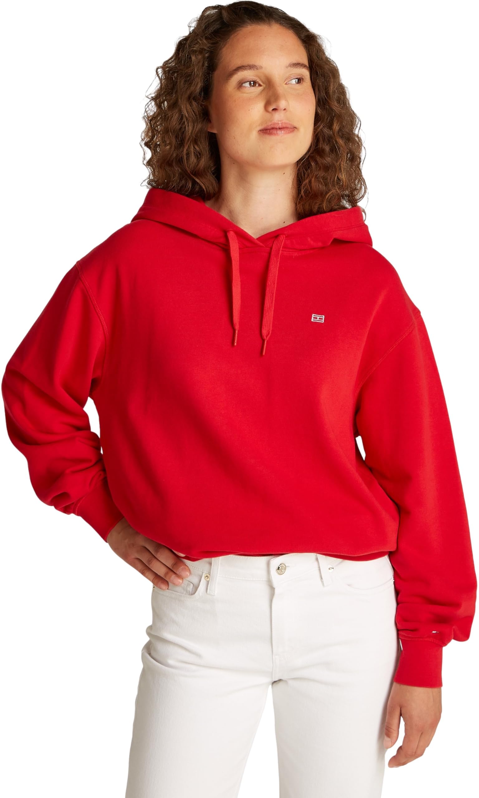 Tommy Hilfiger Women’s Contrast Flag Regular Fit Hoodie, Red (Primary Red), 3XL