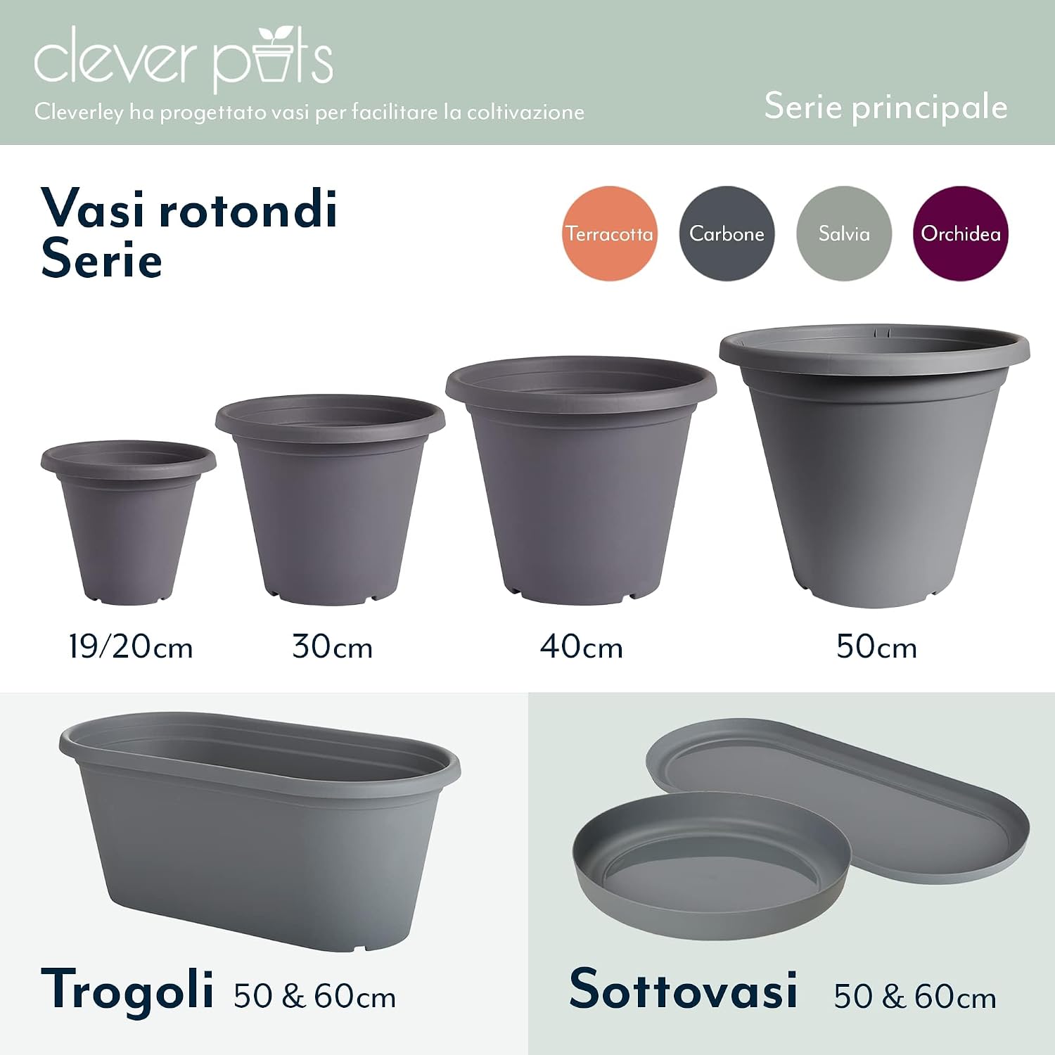 Clever Pots Plastic Plant Pot, 6x19cm Outdoor or Indoor Plant Pot with Drainage Holes, Lightweight and Weather Resistant Planter for Flowers and Plants, Ideal for Garden, Decking & Patios, Orchid