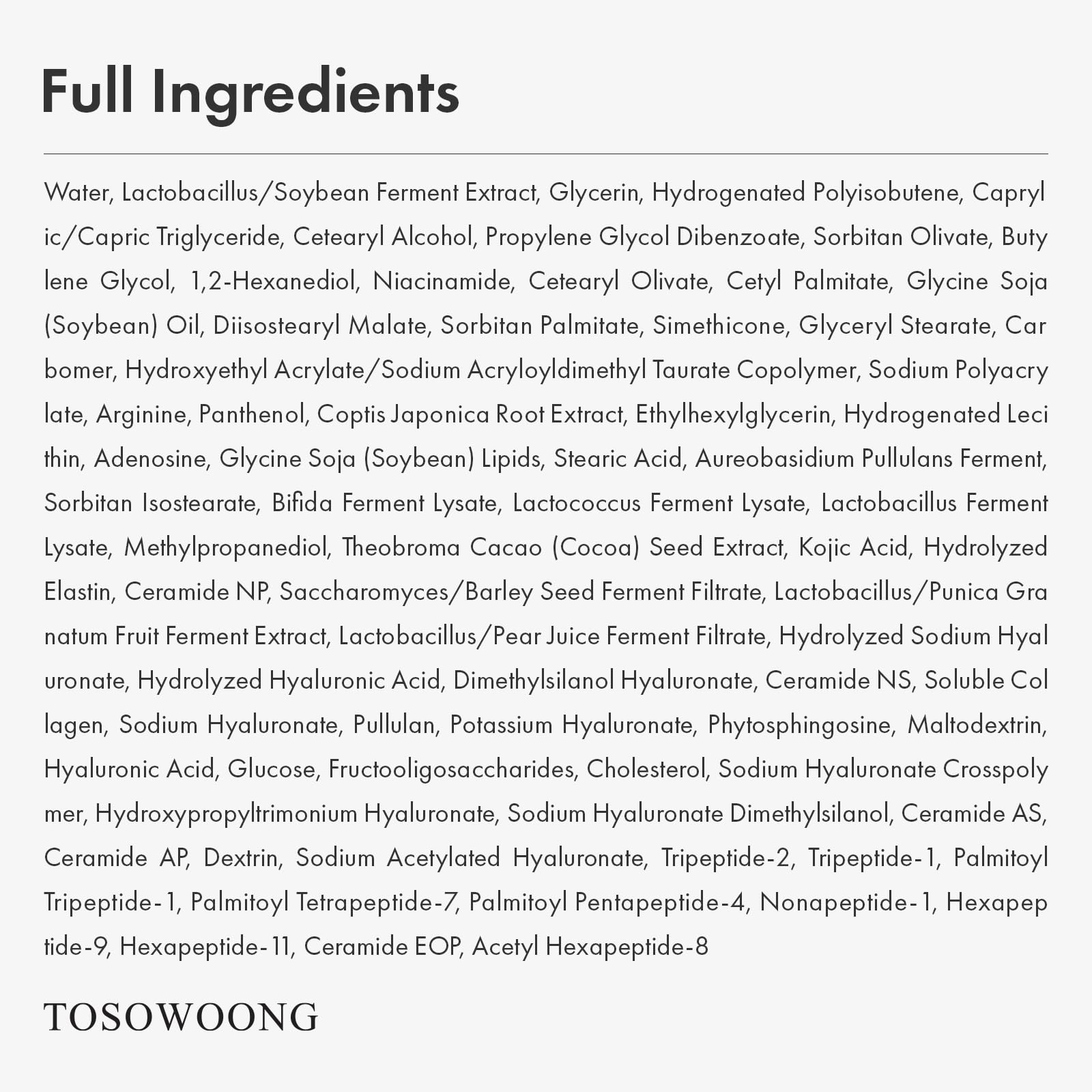 TOSOWOONG Glow Bean 6% Soybean Ferment Face Cream, 50ml