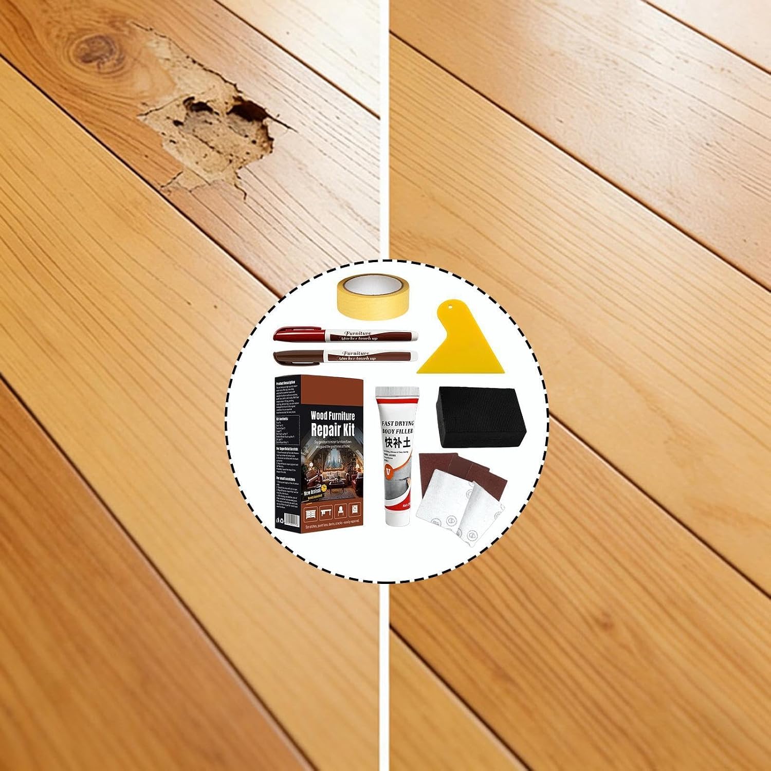Wood Floor Repair Kit | 25g Professional Quick Paint Sticks,Hardwood Floor Scratch Repair,for Table Cabinets Flooring Kitchen Plank Baseboard Countertop Home Outdoor