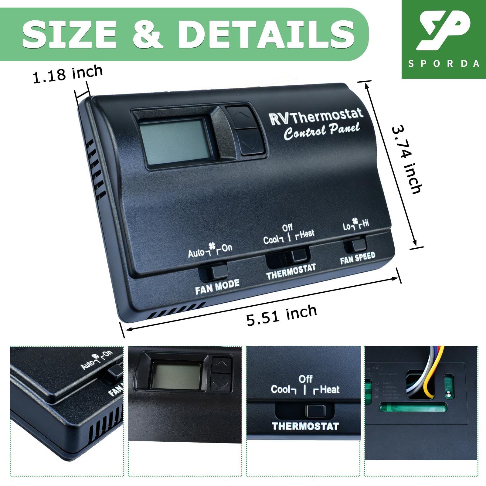 6536A3351 Termostato digital, compatible con Coleman Mach, termostato de pared de 2 etapas para bomba de calor y control de horno de gas, 12 cables, negro