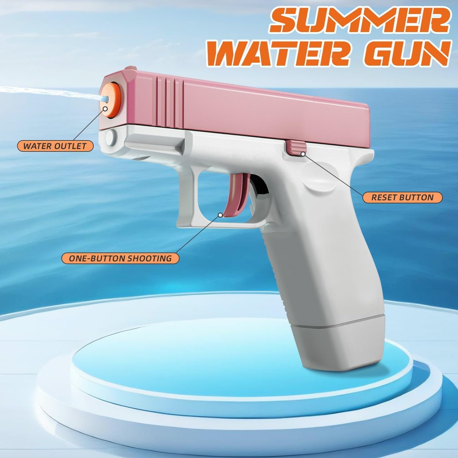 Cool Small Manual Water Guns 2 Pack - Super Squirt Water Pistol Toys for Kids&Aldult, Summer Outdoor Beach Pool Play, No Battery Needed, Aldult Boys Girls Gifts (Pink-MSG-Hyte)