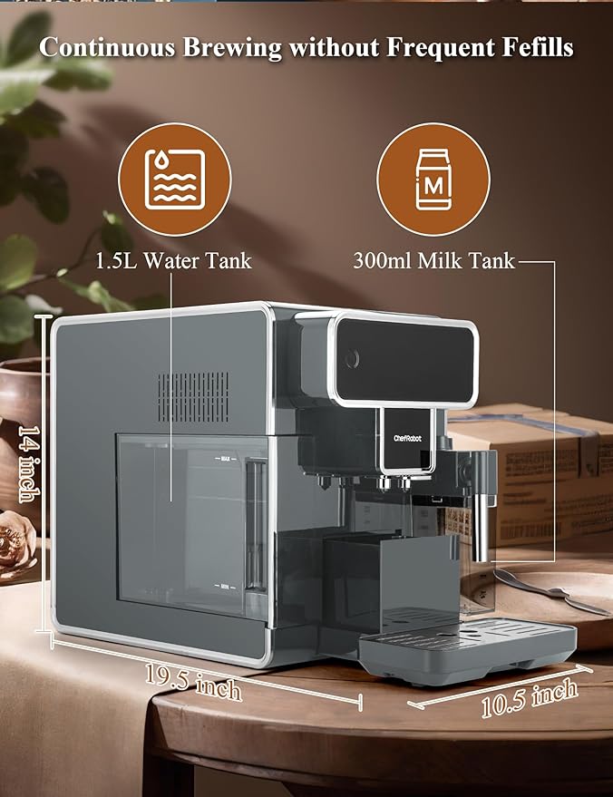 Cafetera Automática con Molinillo y Espumador de Leche, 12 Tazas miniatura 5