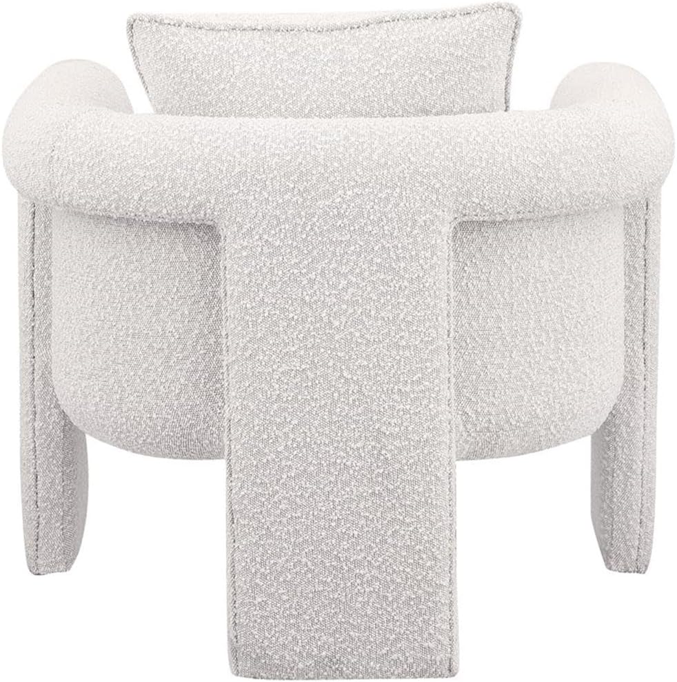 BOWERY HILL Contemporary Accent Chair, Rich Cream Boucle Fabric, 34.5" W x 30" D x 33" H, Curved Arms, Plush Cushions, Modern Design, No Assembly Required, Comfortable Seating for Living Room or