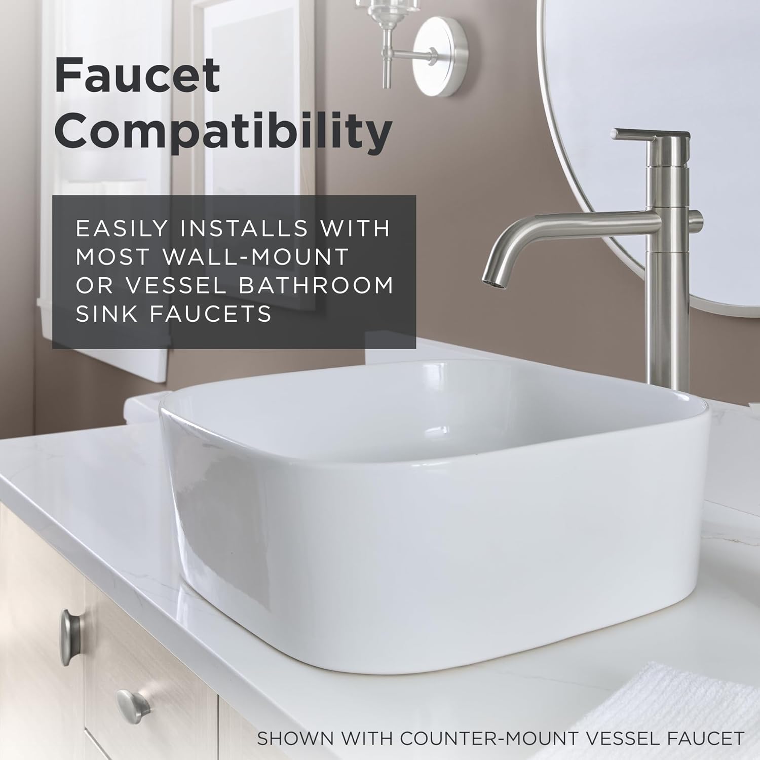 Gerber Cymira 16 in. Soft Square Vessel Bathroom Sink, Above-Counter Glazed White Fireclay Ceramic Vanity Sink, Modern Transitional Basin Sink Bowl, G0013778
