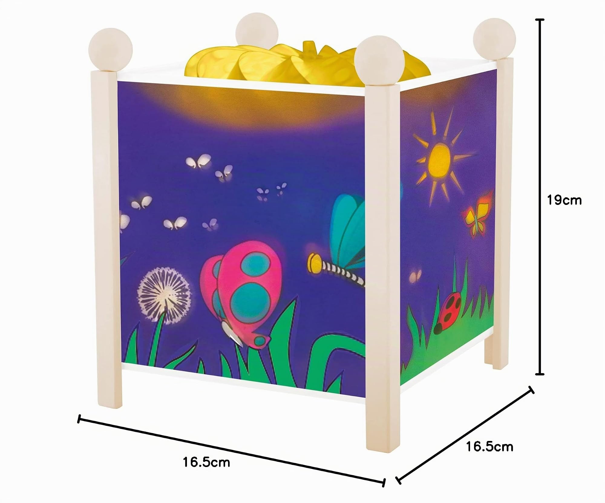 Trousselier - Schmetterling - Nachtlicht - Magische Laterne - Ideales Geburtsgeschenk - Farbe Holz weiß - animierte Bilder - beruhigendes Licht - 12V 10W Glühbirne inklusive - EU Stecker