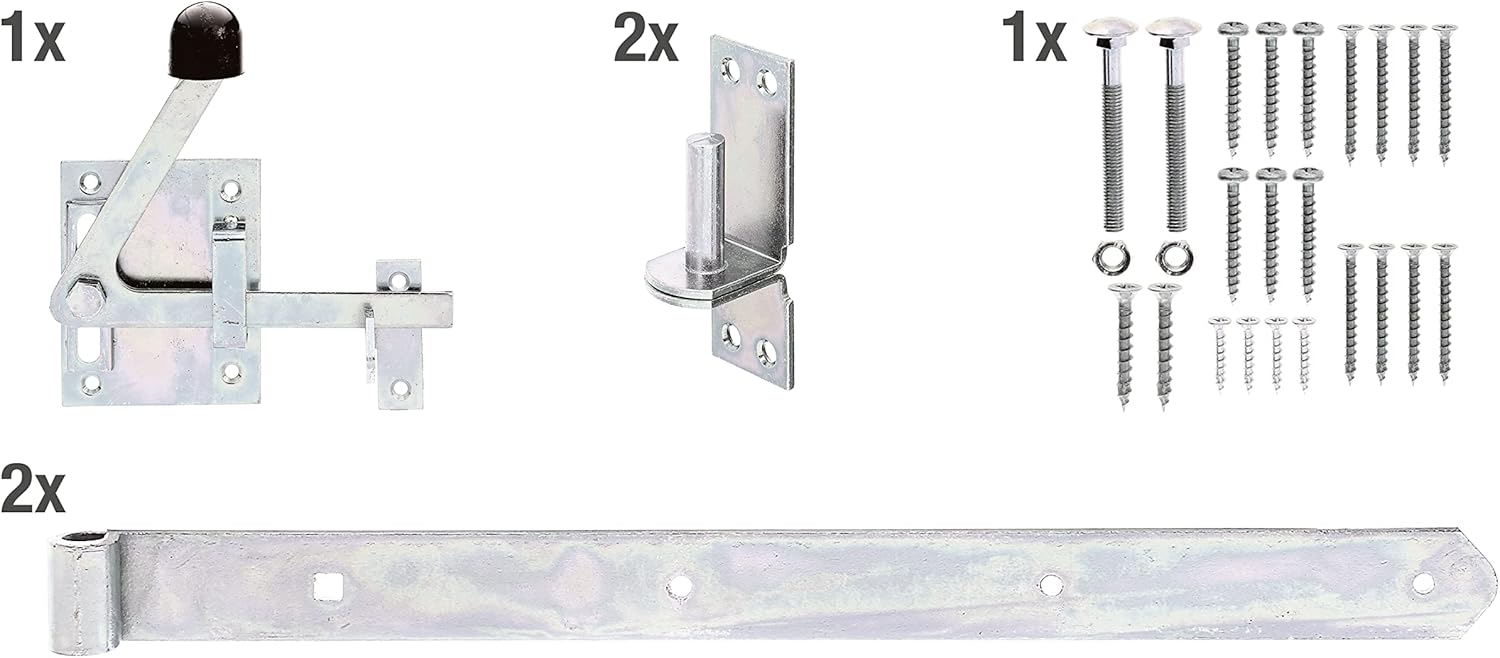 Gah-Alberts 216511 Hinge Set for Single-Gate Wooden Lattice Fences Galvanised