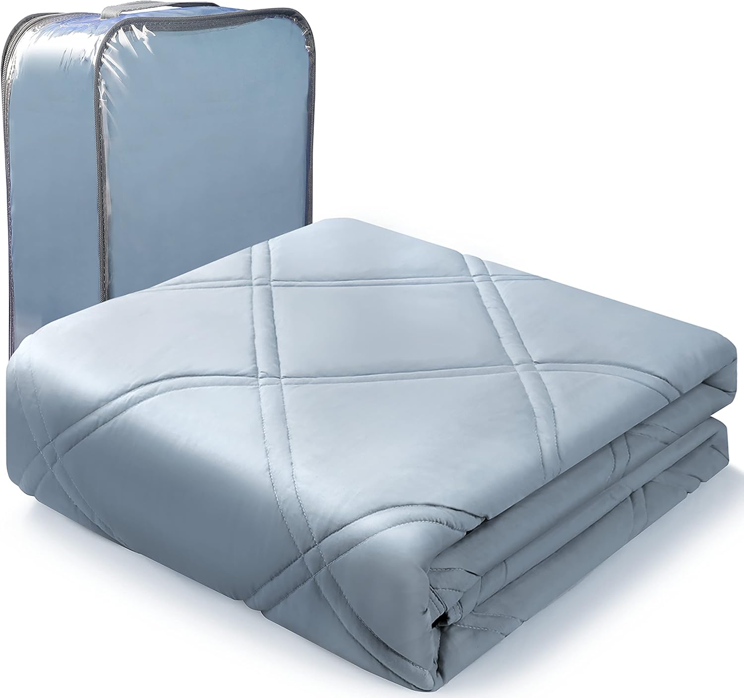 Adult Weighted Blanket with Cover (55''*81'' 19lbs)| Soft Premium Glass Beads Heavy Blanket Individual 130-155lbs (Blue)