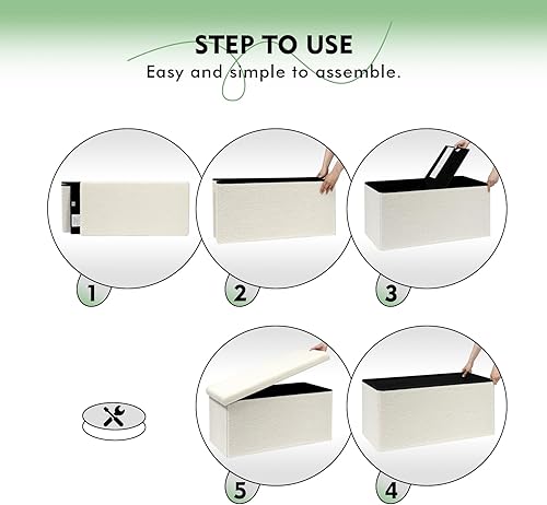 Miniatura 65 de PINPLUS Otomanas otomanas de almacenamiento con forma cuadrada con reposapiés de almacenamiento para sala de estar, asiento otomano Boucle para