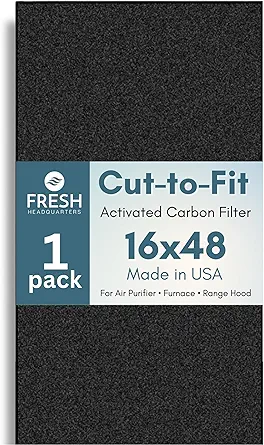 Activated Carbon Filter Pad - Cut to Fit Air Vent Filters for Home, AC, Furnace, Range Hood & Vent - Charcoal Filter Sheets Material for Dust, Odor, Smoke & Allergen Removal - 1 Pack
