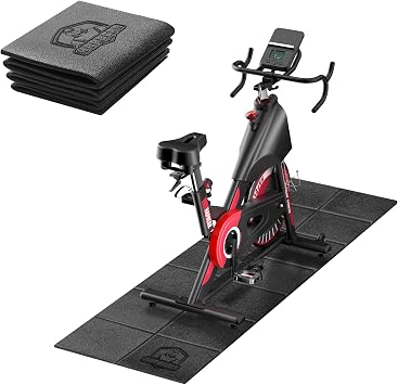 HAPBEAR Foldable Treadmill Mat, 173 61cm/ 200 90cm 5mm, Exercise Bike Mat, Heavy-Duty Floor Protector, Non-slip, Noise Reduction, Waterproof