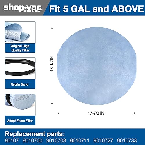 Miniatura 3 de Shop-Vac Filtro de disco de papel 90107 y filtro de funda de espuma 90585, para la mayoría de aspiradoras Shop-Vac en húmedoseco de 5 galones y más,