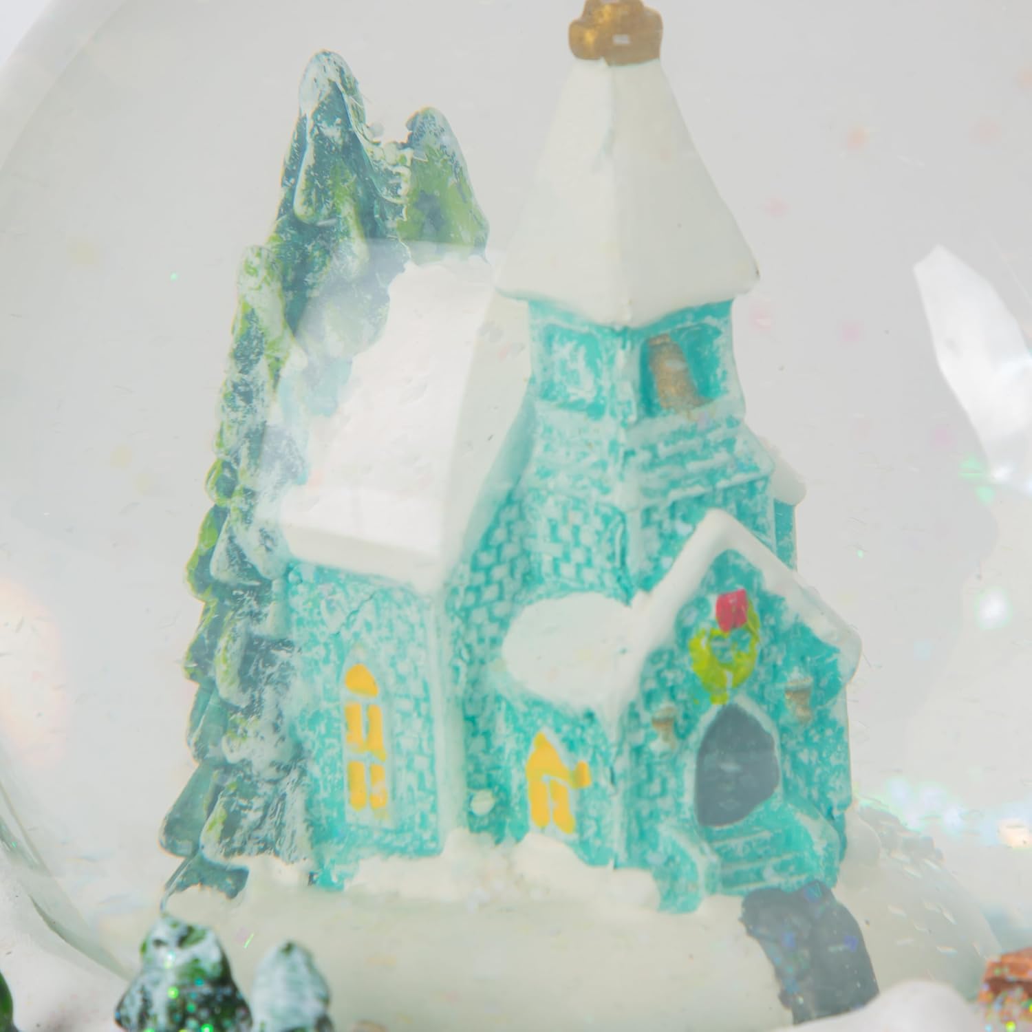 Set of 2 6.7" Battery Operated Musical Town Scene Spinning Water Globe Christmas Decoration 2599670
