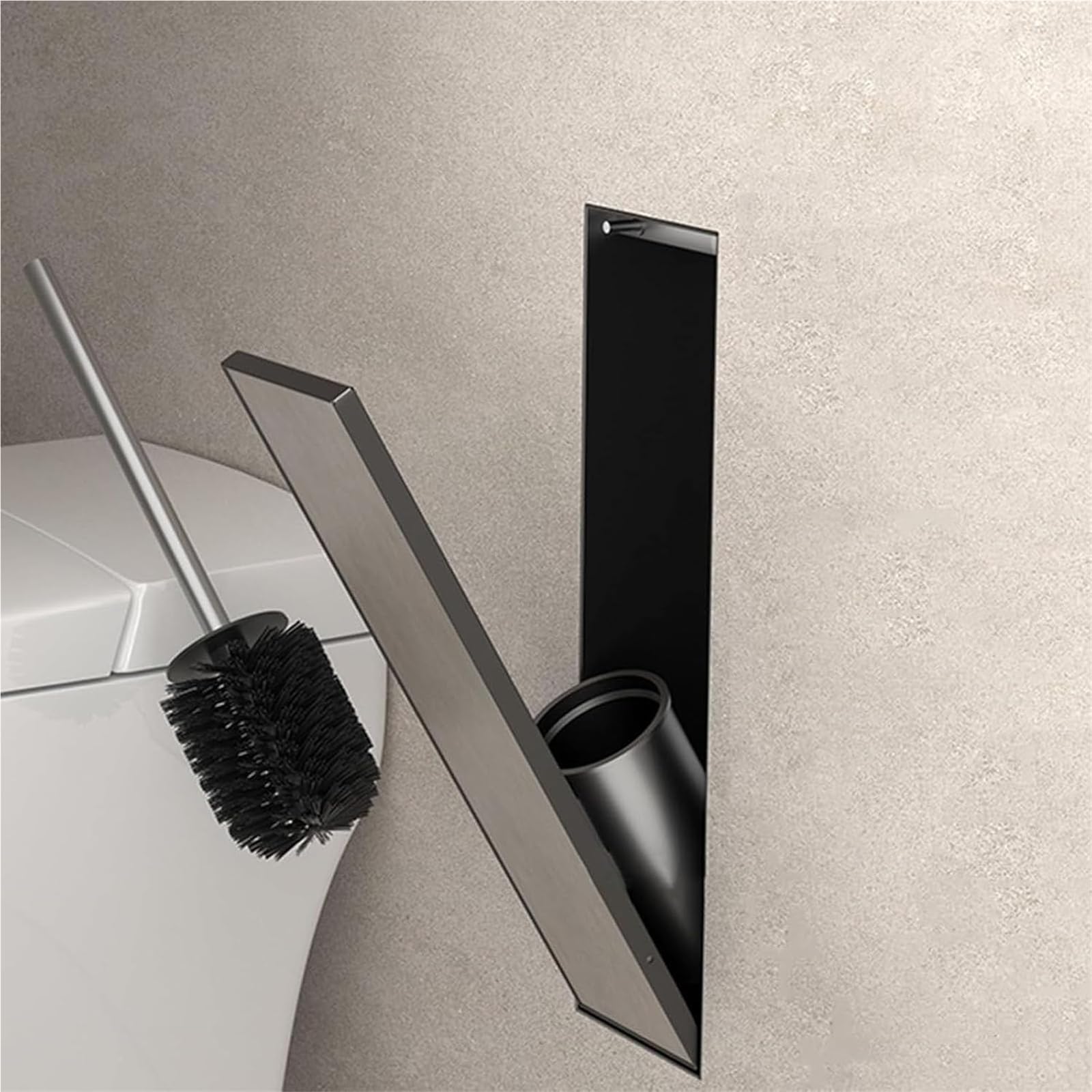 Porte brosse WC encastré en acier inox idéal pour rénovation de salle de bain