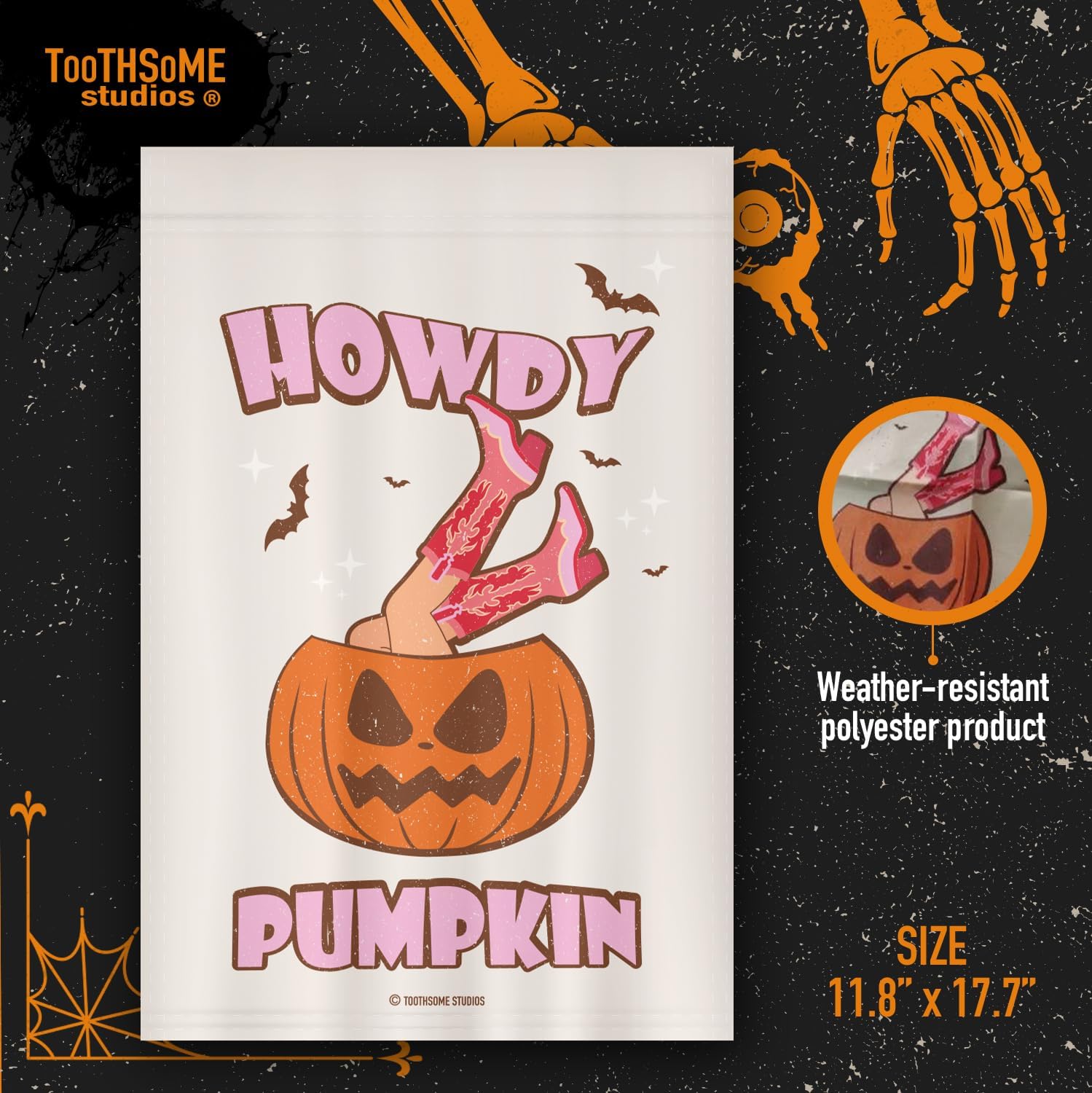 Howdy Pumpkin Halloween Theme 12" x 18" Double Sided Garden Flag Country Cowboy Cowgirl Funny Western Welcome Home Spooky Holiday Yard Fall Decor (HowdyPumpkin) - Image 3