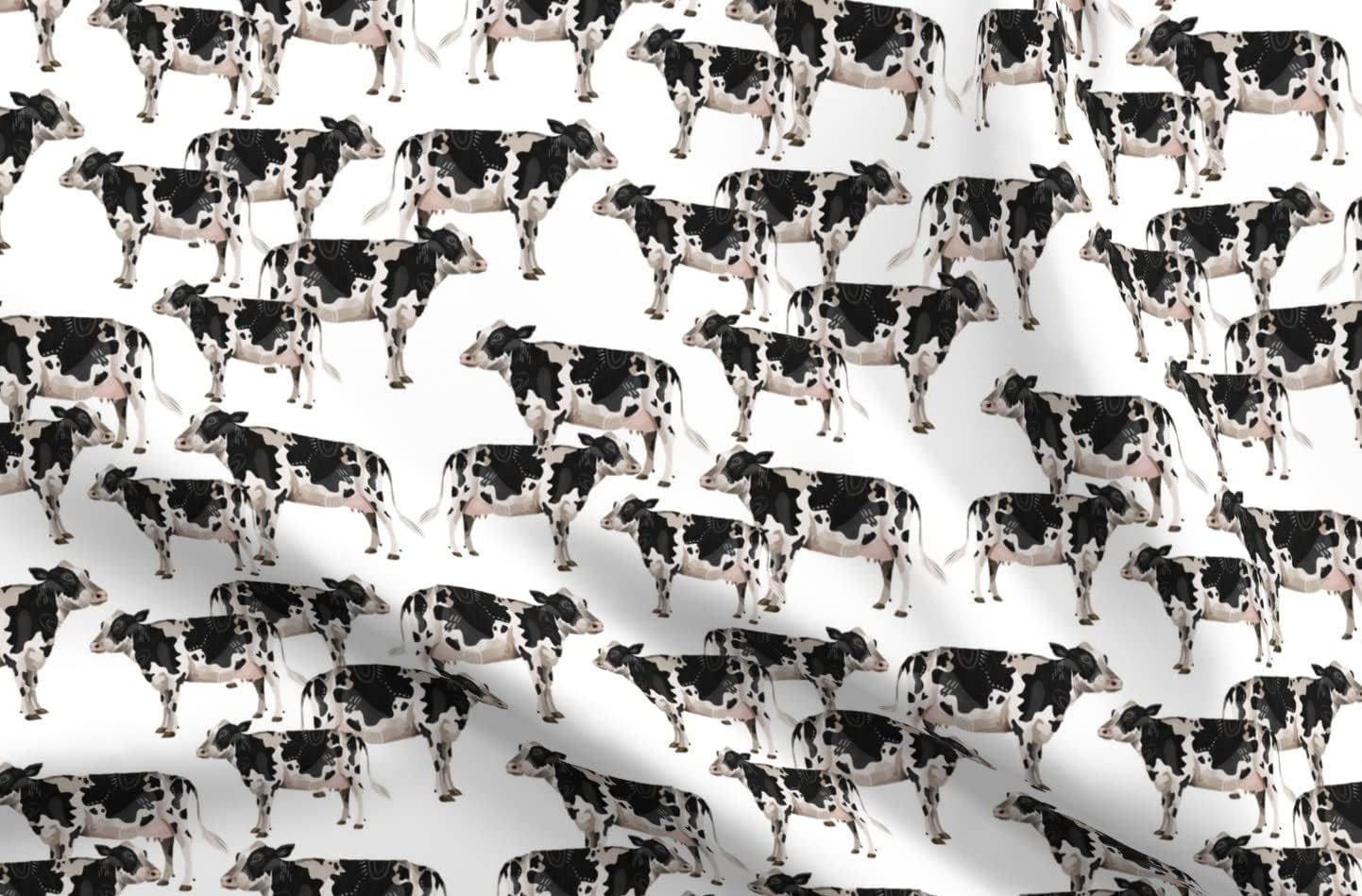 Spoonflower Fabric - Cows White Background Cow Dairy Milk Black Farm Nursery Decor Printed on Organic Cotton Sateen Fabric by The Yard - Sewing Quilting Apparel Home Decor