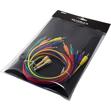 KORG SQ-CABLE6-75cm Mini Jack Patch Leads with Two Adaptors - Pack of 6 - Mixed Colours